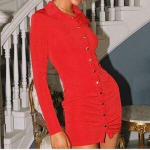 Princess Polly Elegant Red Button-Up Dress